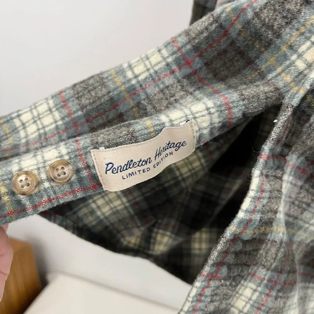 60’s Pendleton Pure Virgin 100% Wool Plaid Shirt Button Heritage Collection - Picture 5 of 8